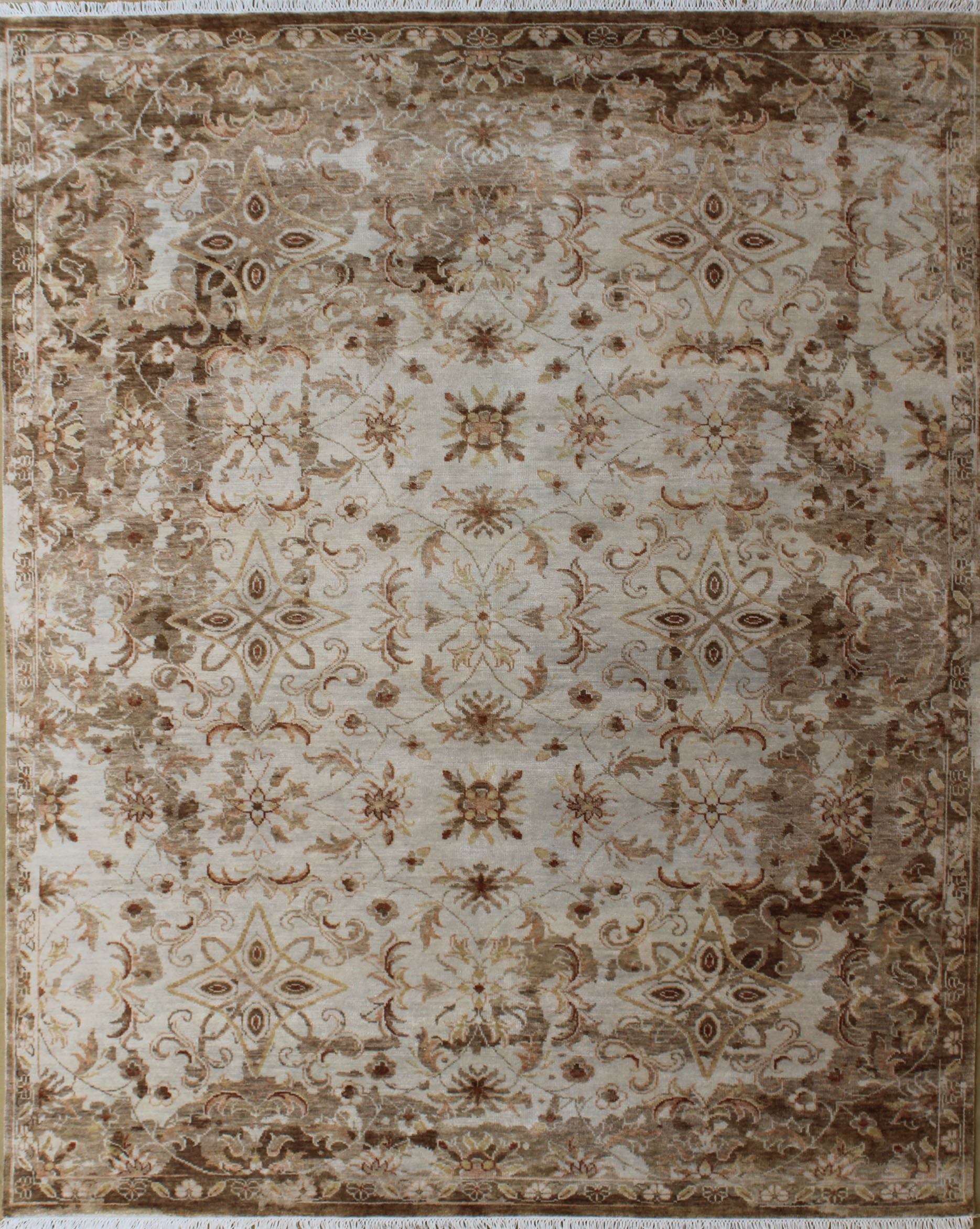 Vintage Heritage Ivory and Beige Rug 8ft x 10ft - Handknotted Carpet Manufacturer Mirzapur